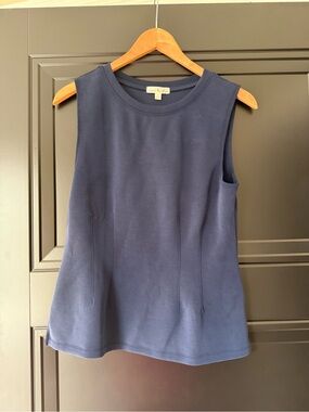 nine britton Navy Sleeveless Knit Shell Top